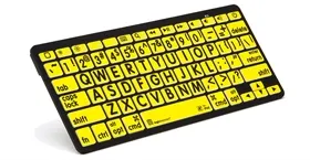 Large-print keyboard with high-contrast yellow and black keys